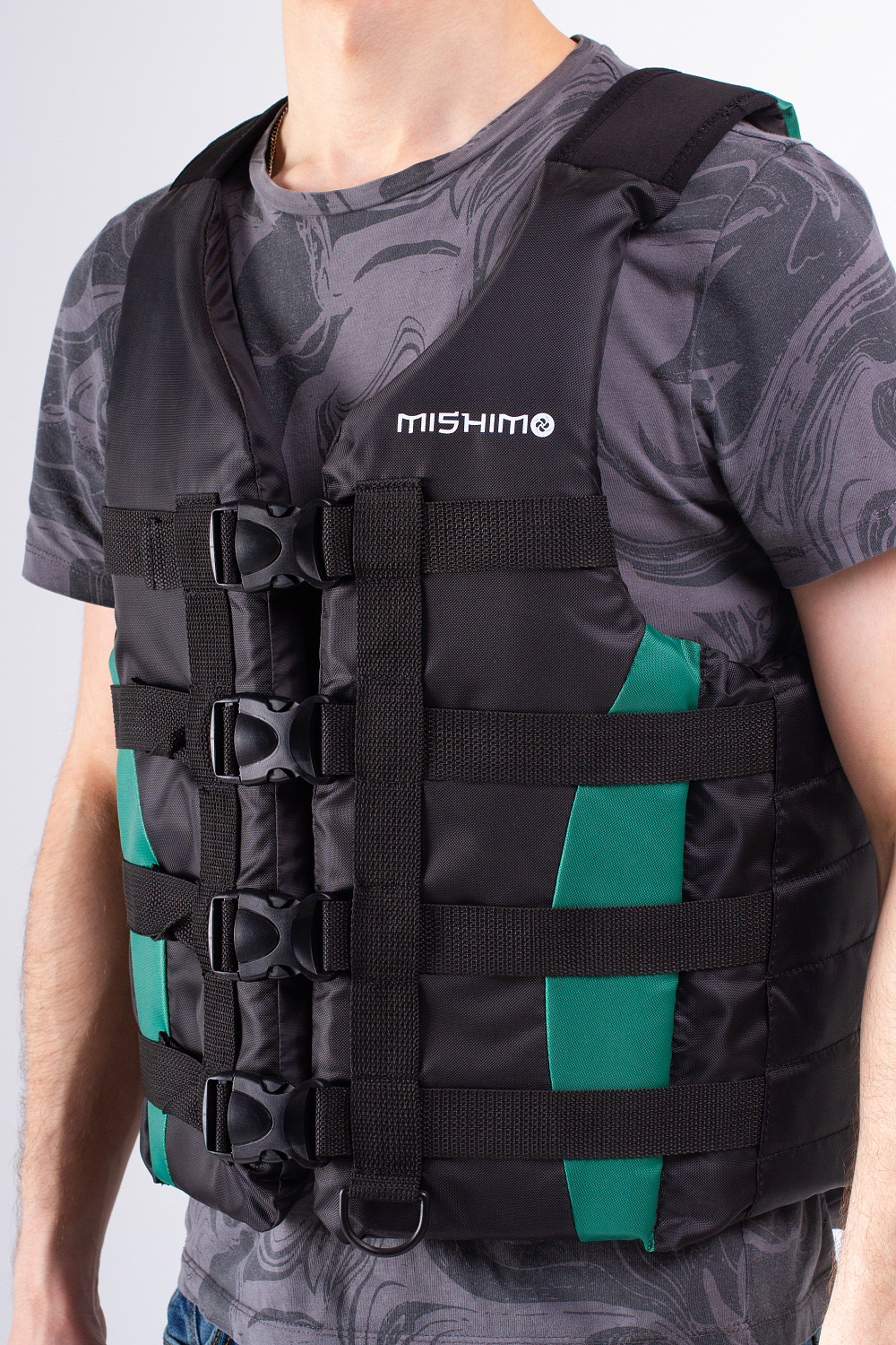 Жилет спасательный MISHIMO PRO Премиум качества Черно-зеленый в Коломне