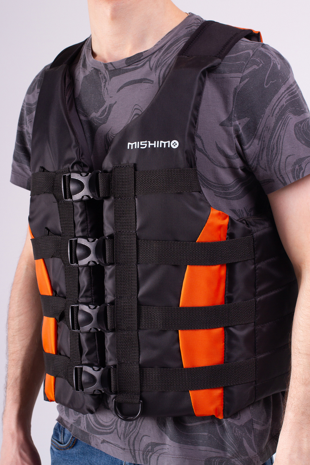 Жилет спасательный MISHIMO PRO Премиум качества Черно-оранжевый в Коломне